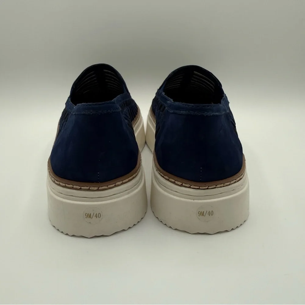 Vince Camuto Romeena Navy Blue Perforated Platform Slip-On Sneaker Size 9
